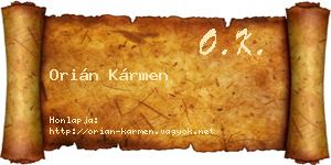 Orián Kármen névjegykártya